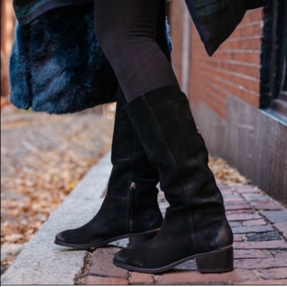 - Naughty Monkey Black Stride Chelsea Suede Leather High Rider Burnished Boot